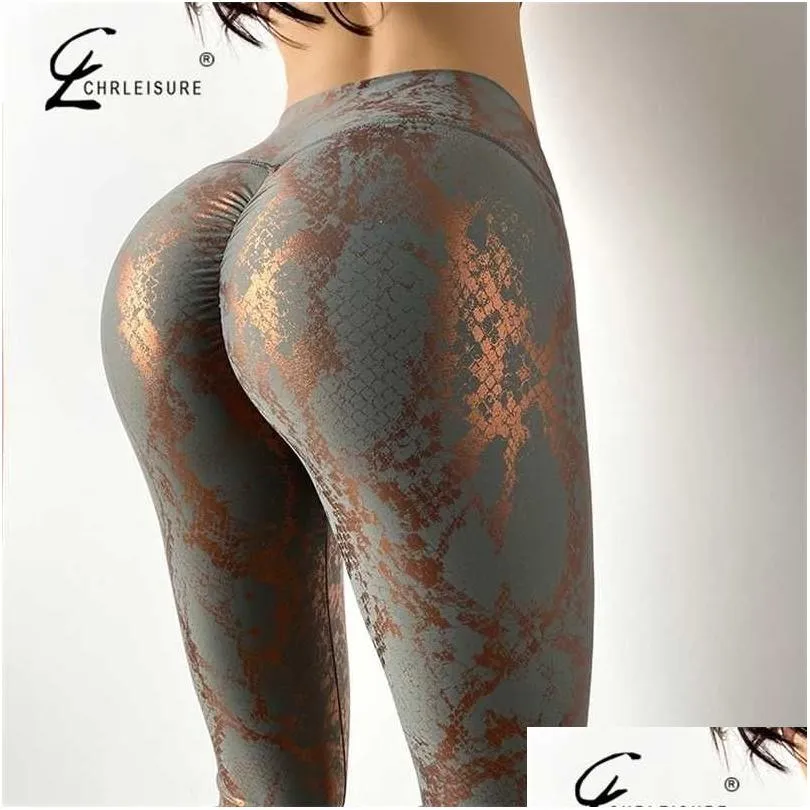 Legginsy damskie Bubble Butt y Leggingi Kobiety wąż nadrukowane modne leggins