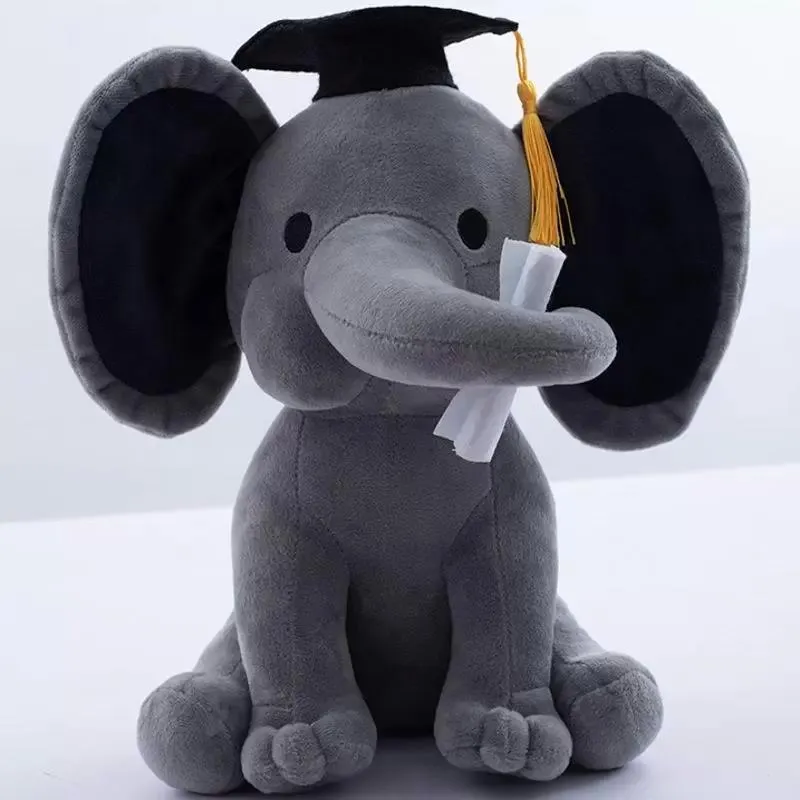 Jouet éléphant en peluche de 25cm, jouets de remise de diplôme, casquette de doctorat pour fête de fin d'études, cadeaux mignons pour enfants et bébés Kawaii, GJ0404