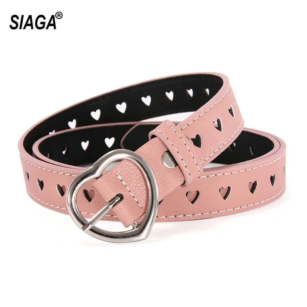 Bälten Retro Internet Celebrity Heart-Shaped Leather Belt Buckle Metal Pink Color Belt för kvinnor 2,3 cm bredd Fashion Accessories Z0404