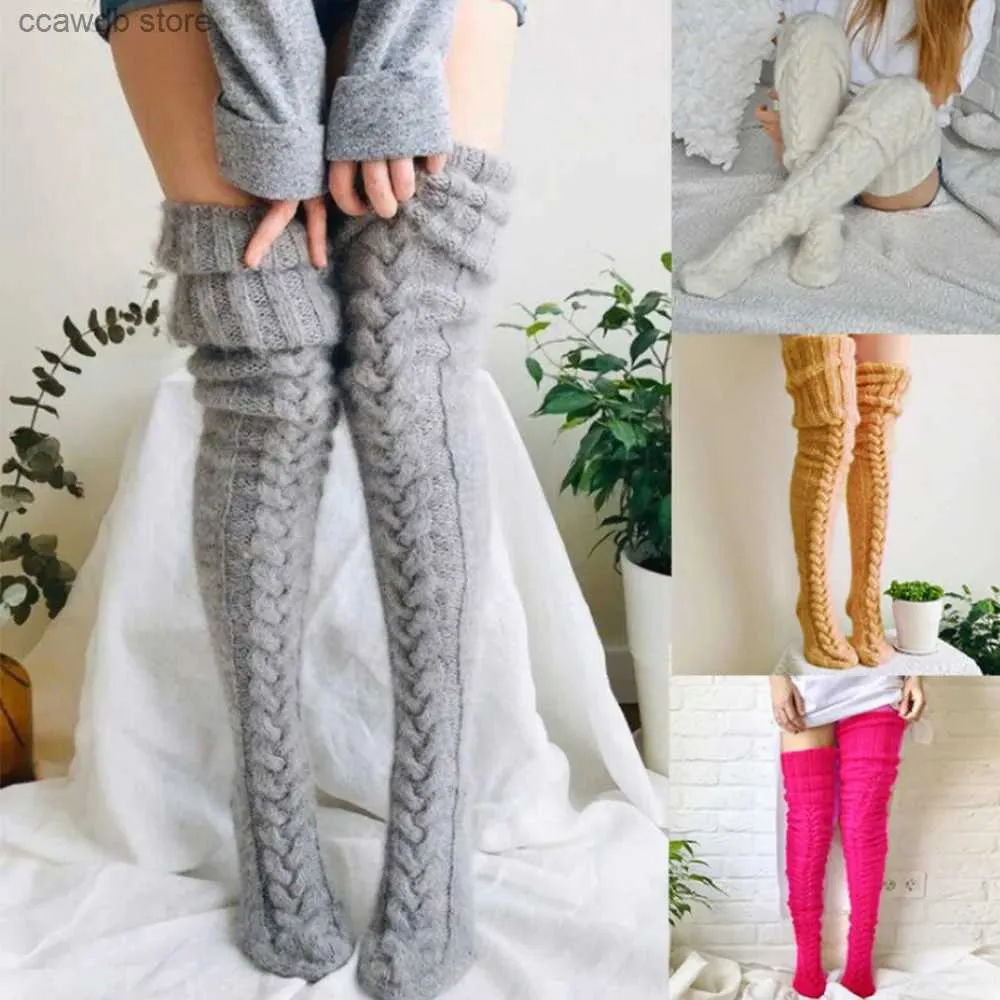 Socks Hosiery Women's Stockings Wool Foot Warmers Fashion Lady Stockings Cute Autumn Winter Solid Color Thigh-high Socks Acrylic Fibers T231104