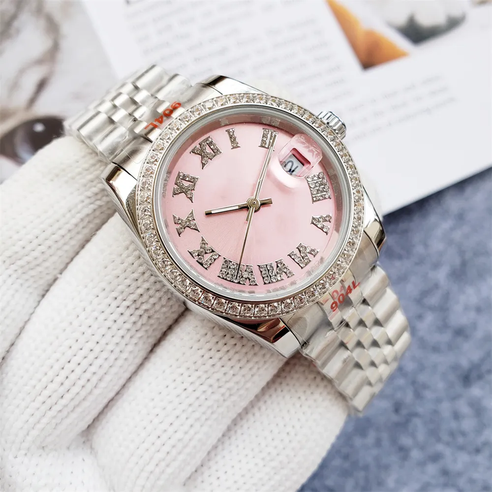 Fashion Pink Dial Womens Watch Self-Winding Mechanical Watch Original Stainless Steel Strap Mens Watches Couples Wristwatch Orologi di lusso