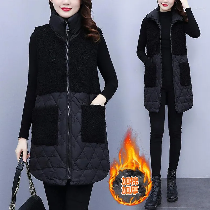 Kamizelki damskie Furry Women's Waistcoat 2023 Autumn Winter Fashion Modna kamizelka Krea Koreańska rękawowa zarośla Jaqueta M1189