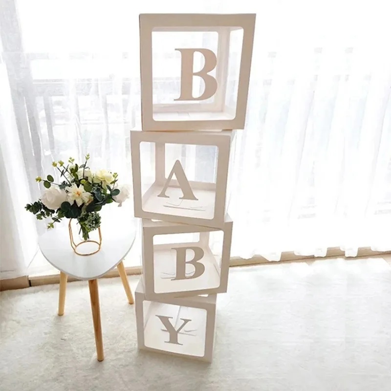 Feestdecoratie roze witte baby shower box transparante ballonbox verjaardag bruiloft feestje docoratie baby shower verjaardag aangepaste briefbox 50 sets