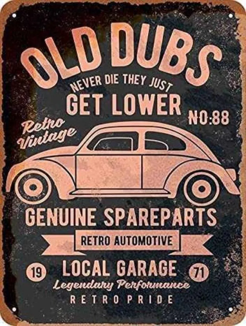 Old Dubs Originele Onderdelen VW Zwarte Achtergrond Vintage Look Metalen Bord voor Thuis Koffie Muur Decor 8x12 Inch4564330