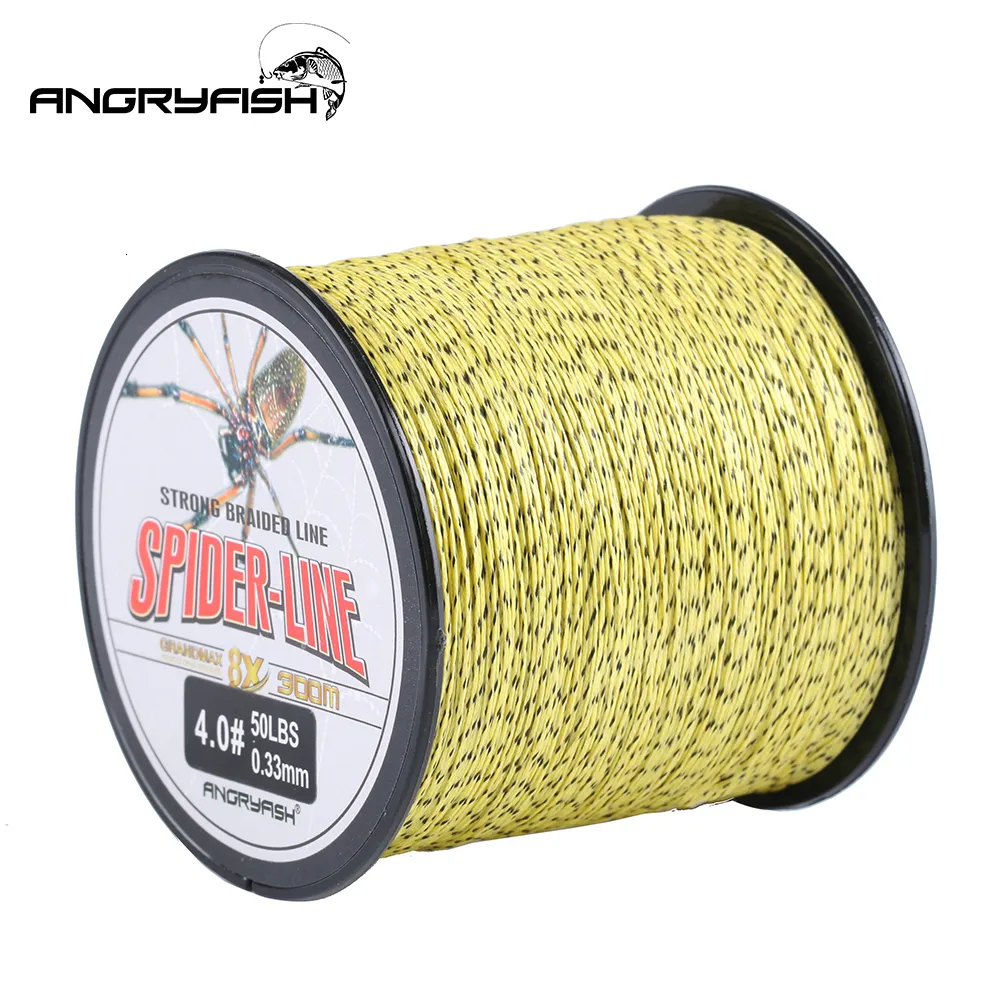 Braid Line Angryfish 8 Strands 300m PE Braided Fishing Line Camouflag Yellow  And Brown 18LB 70LB 230403 From Nian07, $9.6