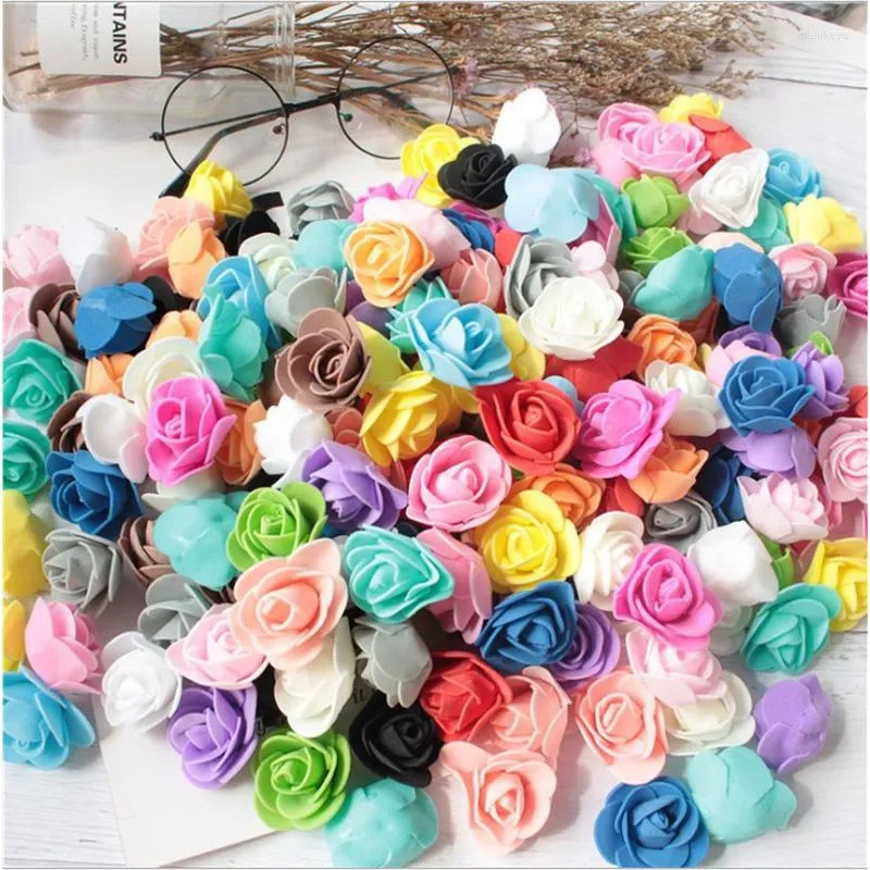 Dekorativa blommor 50/100 st minikum Rose Head Artificial Flower Teddy Bear Gift Diy For Home Decor Wedding Valentines Day Party Supplie