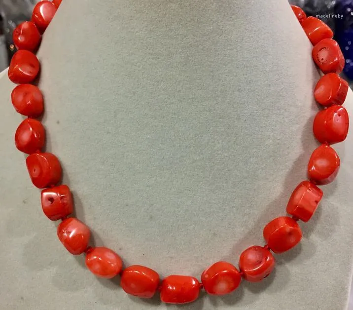 Chaînes Naturelles Énormes Corail Rouge Orange Perles Irrégulières Perles 13-17mm Collier 18 Pouces 36"