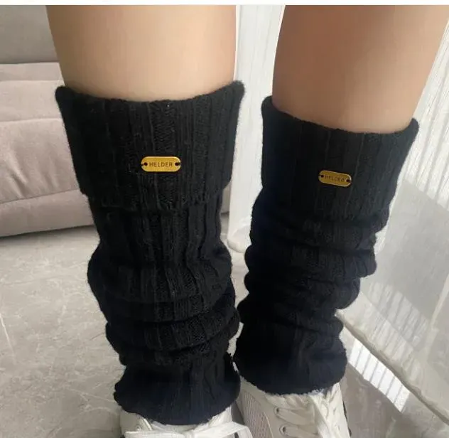 Calcetines de lana de diseñador de lujo Moda Mujer Invierno Cálido Calentador de piernas Hasta la rodilla Lana de punto Calentadores de ganchillo Legging Bota de lana Slouch para niñas