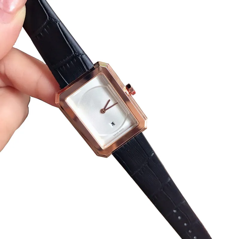 Womens Watch Watch Watch Fashion Lady Wristwatches Rectangle Top Brand Designer Leather Strap Auto Date Women Wather for Ladies Birthday Mother's Day Gift