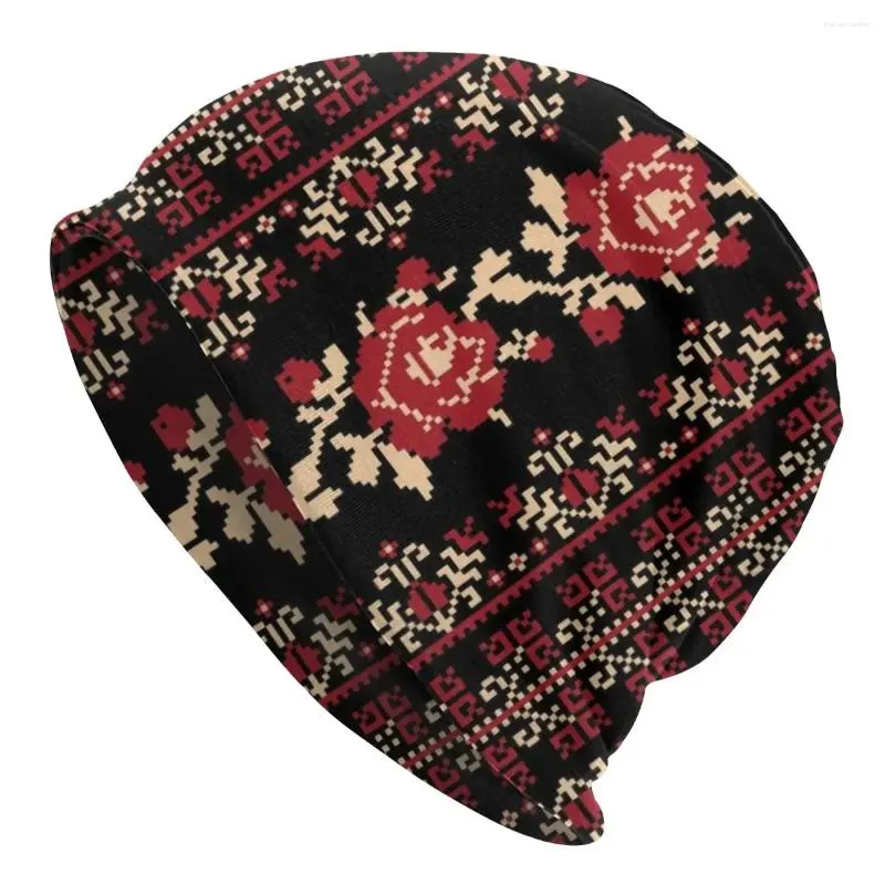 Bérets palestiniens broderie Tatreez Beanie Bonnet tricoté chapeau hommes femmes unisexe Palestine Art populaire hiver chaud Skullies bonnets casquette