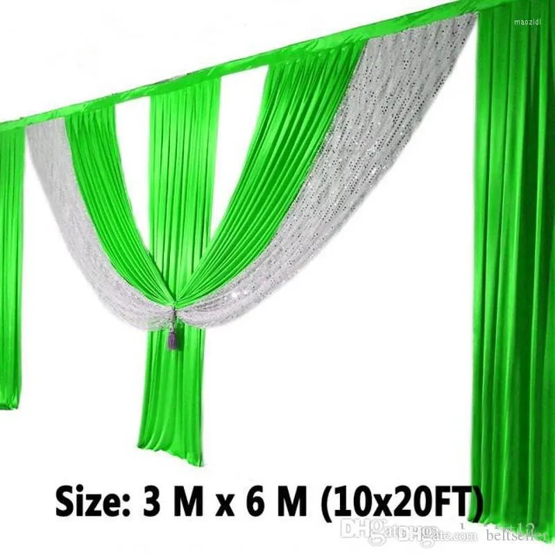 Party Decoration 3MX6M 10ft x 20ft Wedding Backdrop middelpunt Swags Silver Sequin Curtain Celebration Stage Drapes