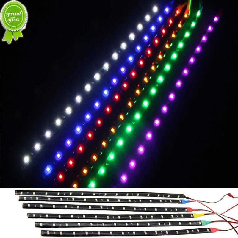 New 4Pcs 30cm 15-LED Car Trucks Motor Grill Flexible 6 colors Waterproof Light Strips