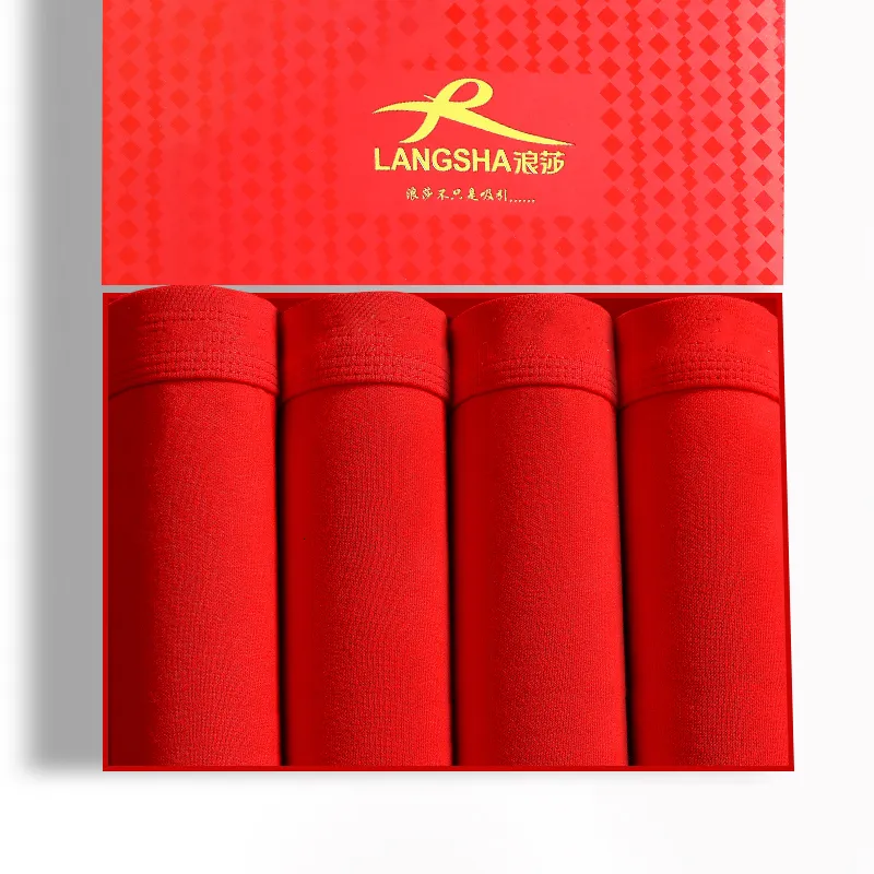 Caleçons Boxers 4 pièces / lot sous-vêtements pour hommes en coton rouge chanceux sous-vêtements pour hommes Boxers sous-vêtements solides respirants pour hommes shorts à la mode et confortables 230404