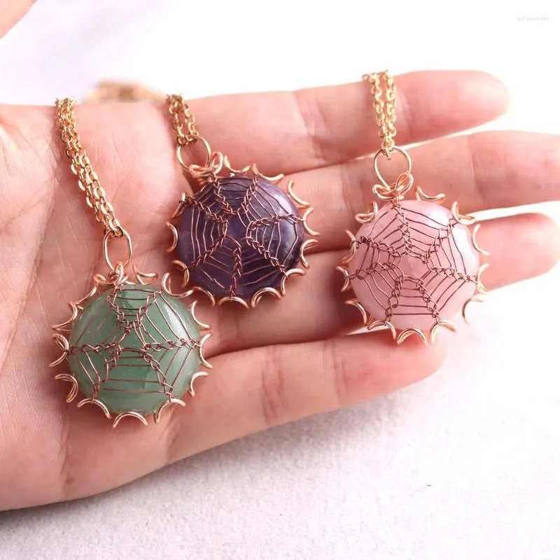 Kettingen 6pcs/Lot Vintage Handgemaakte draadomslag Ketting Natuursteen Crystal Healing Energy Sieraden Bulkproducten Groothandel voor bedrijven