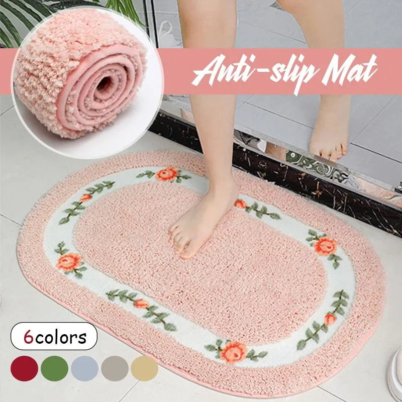 Carpets Pastoral Style Carpet Floor Mat Non-slip Microfiber Bathroom Rug Home Entrance Door Doormat Bedside Soft Bath CarpetCarpets