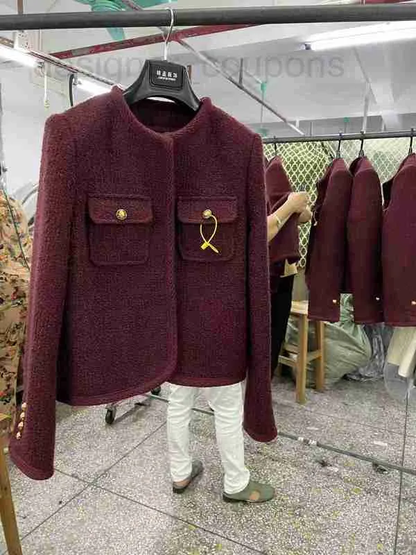 Kvinnorjackor Designer Luxury Triumphal Arch Small Fragrance Coat C Hem Ny High Edition Wool Double Pocket Cardigan Quality Wear CFWO