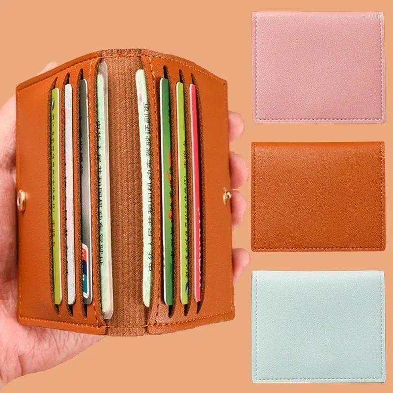 Jewelry Pouches Multi Card Slot Holder Wallet Women Men Ultra-Thin Simple Solid Color Bank Compact Leather Bag Gift