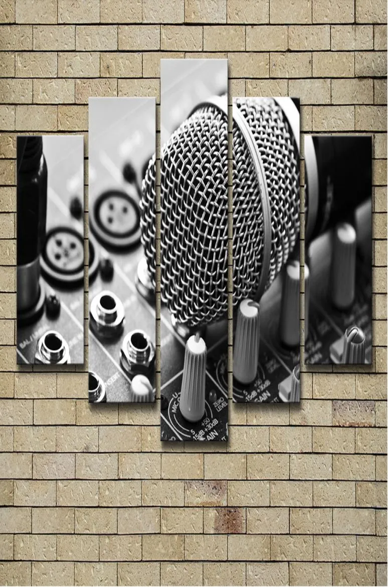 Toile HD Impressions Photos Cadre 5 Pièces Musique Microphone Peintures Maison Mur Art Décor Salon Consoles De Mixage Affiches7078948