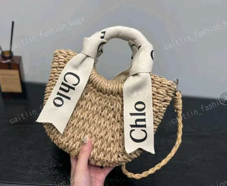 Bolsa de grife de luxo de alta qualidade, bolsa de mão feminina, bolsa transversal, nova, cachecol de praia, verão, alfabeto, cor de café, bolsa tecida branca