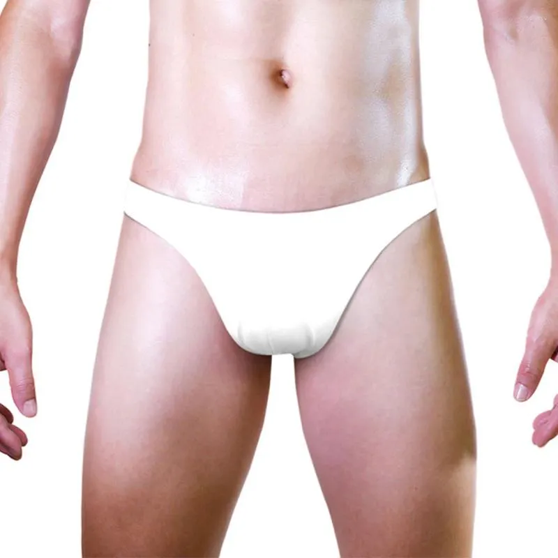 Calzoncillos para hombre Seda de hielo Transpirable Bikini Calzoncillos Sexy U Convex Bolsa Bragas Cintura baja Sólido Translúcido Erótico Levantamiento de cadera