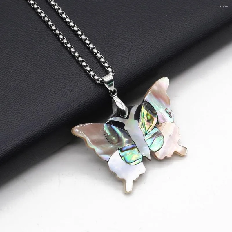 Pendant Necklaces Wholesale Mother-of-pearl Necklace Cute Butterfly Shape Shell For Women Men Jewelry Crafts 30x45mm