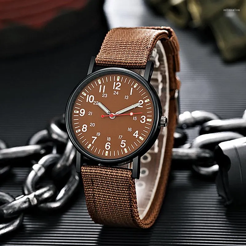 Avanadores de punho Moda Nylon assistir estilo simples masculino quartzo militar luminoso slim 24hrs relógio analógico de relógio