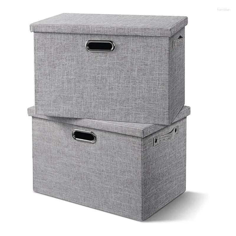 Interior Accessories Large Fabric Storage Bins With Lids - Thick Foldable Closet For Clothes Decorative Linen