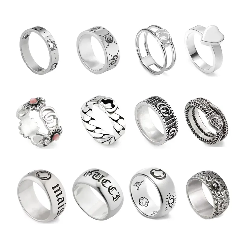 Mentiers pour femmes anneaux Double-G Shape Sier couples Ring Ring Version de haute qualité Bijoux en gros