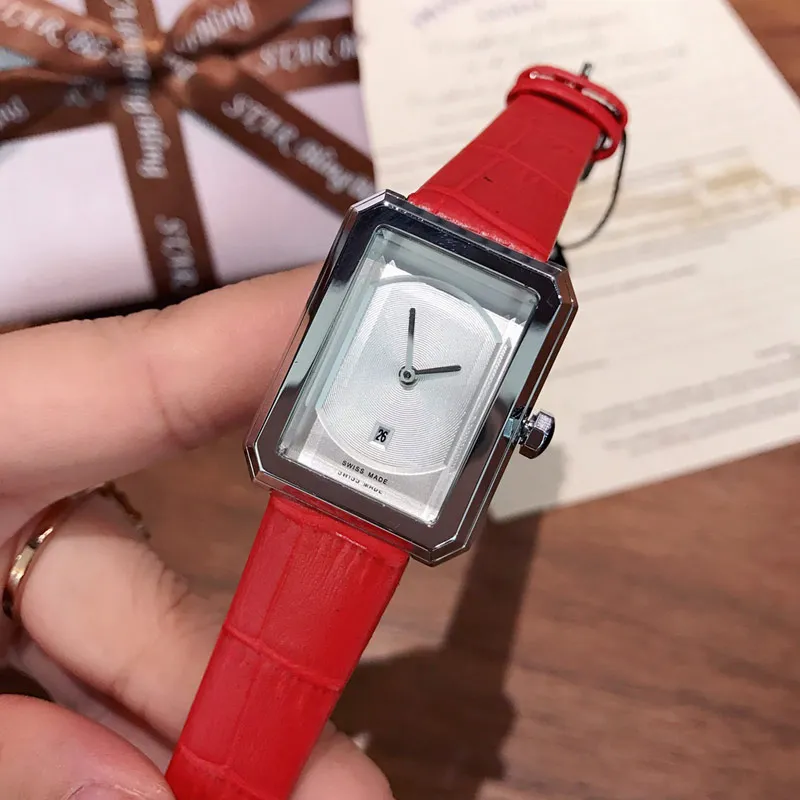 Luxury Women Watches Fashion Lady Zegarwatches Prostokąta najlepsza marka projektant skórzany pasek kwarcowy Women Watch for Ladies Christmas Mother's Walentynki Prezent