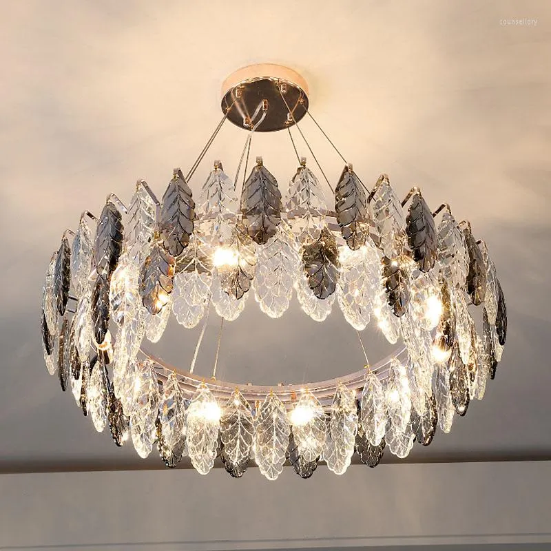 Pendelleuchten Nordic Hängeleuchte Luxus Kristall Kronleuchter Kreative Lampe Graues Glas Für Wohnzimmer Restaurant Schlafzimmer El Villa