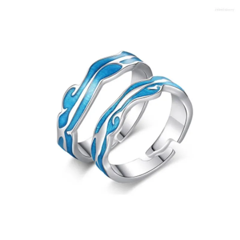 Fedi nuziali Blue Lovers Ring Set Uomo e donna Krea Coppia Finger Simple Open Tail Regolabile Trendy Jewelry 2023