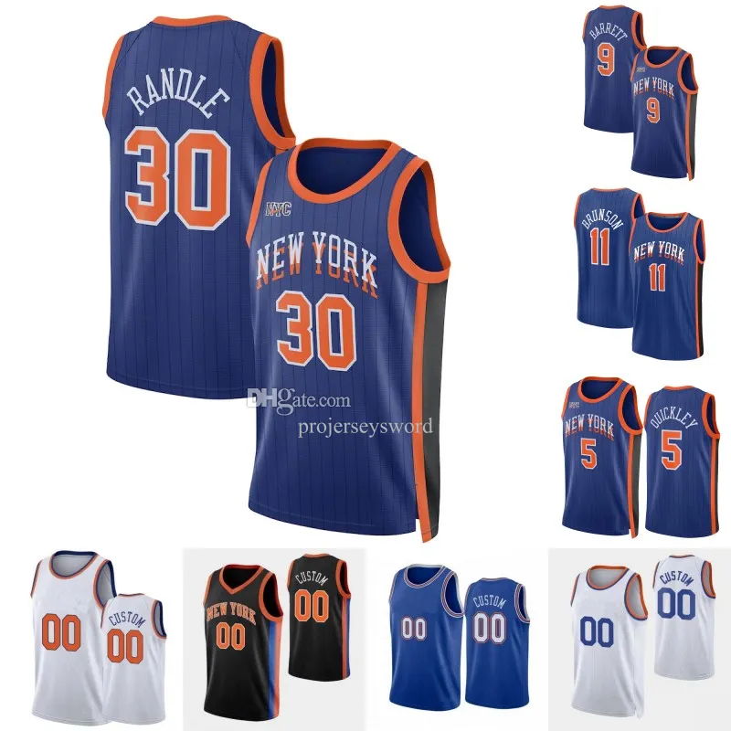 Julius Randle RJ Barrett Jalen Brunson Basketball Jersey New Yorks Evan Fournier Knickes Josh Hart Immanuel Quickley Mitchell Robinson 2023-24 City Edition Jerseys