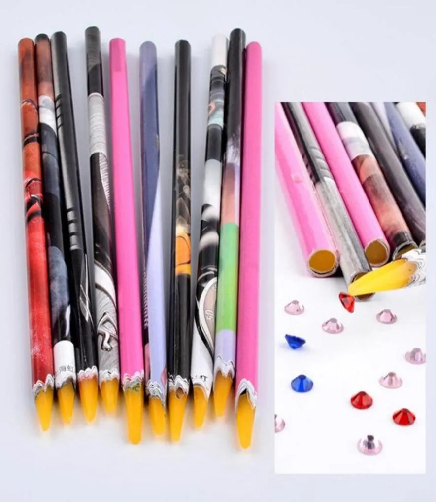 1pc 10cm Wax Dotting Pen Pencil Nail Art Tools Selfadhesive Rhinestones Gems Drilling Picking Picker Tips Tools Random Color7437042
