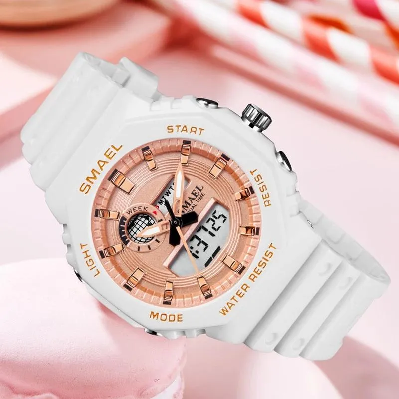 Wristwatches Watches For Women SMAEL Watch Waterproof Back Light LED Clock Alarm Stopwatch Ladies Gift 8037 Luxury WomenWristwatches