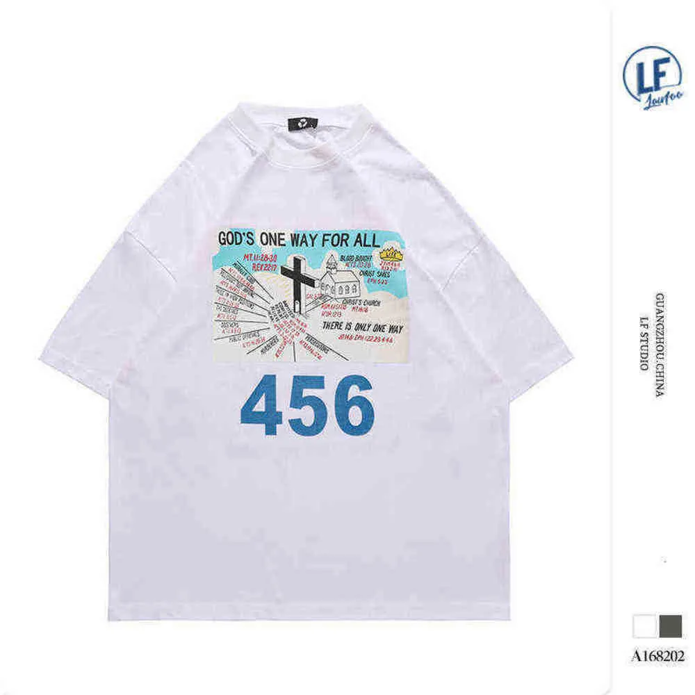 Camisetas masculinas camisetas roupas Lawfoo 2022 Primavera / verão Novo moda de hip hop impressão gráfica de manga curta solta t-shirtq7fb