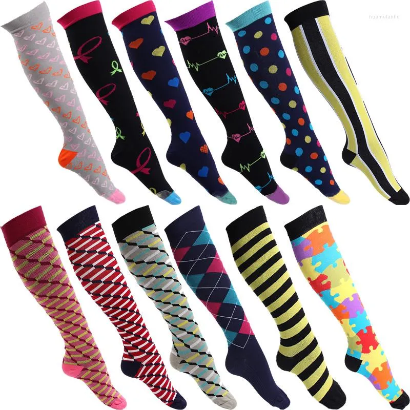 Sports Socks Vintage Heart Print Mens Autumn Large Size Running Football Seamless Stocking Mesh Breathable Nursing Varicose Veins