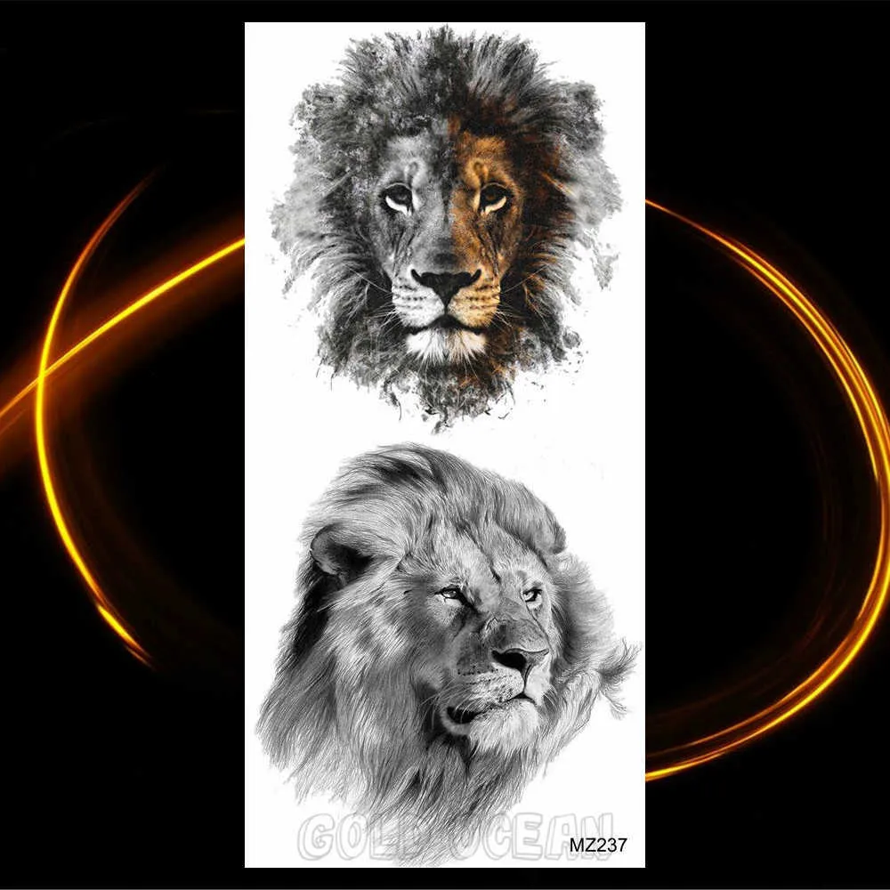 Temporary Tattoos Animal Designs Tiger Elk Fox Wolf Eagle Gold Neck ...