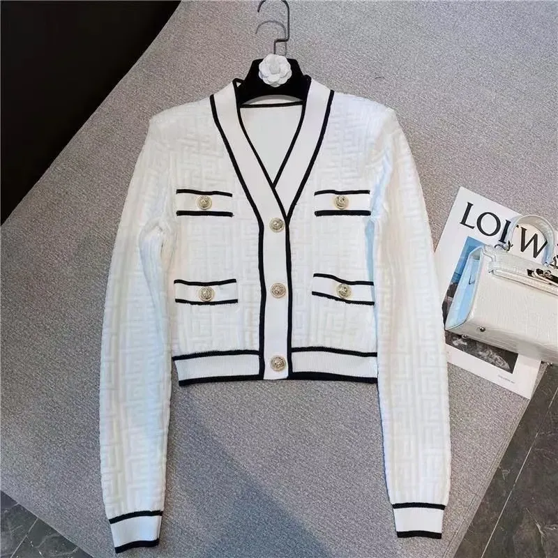 Cappotto da donna nuovo di alta qualità Giacca da donna Felpa slim fit Giacca da donna firmata Giacca a maniche lunghe bianca e nera Taglia asiatica