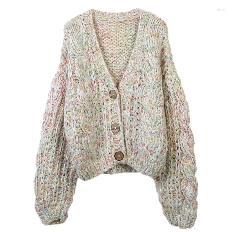 Malhas femininas feminino doce torção cardigan tricô outono inverno manga comprida com decote em v solto retro versátil camisola curta casacos crochê