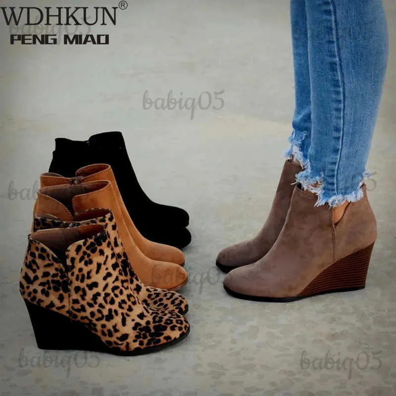 Leopard Pointed Toe Platform Wedge Heel Ankle Boots For Women Winter Footwear With Wedge Heels And Platform Bota Feminina T231104 From Babiq05 4.01 DHgate.Com