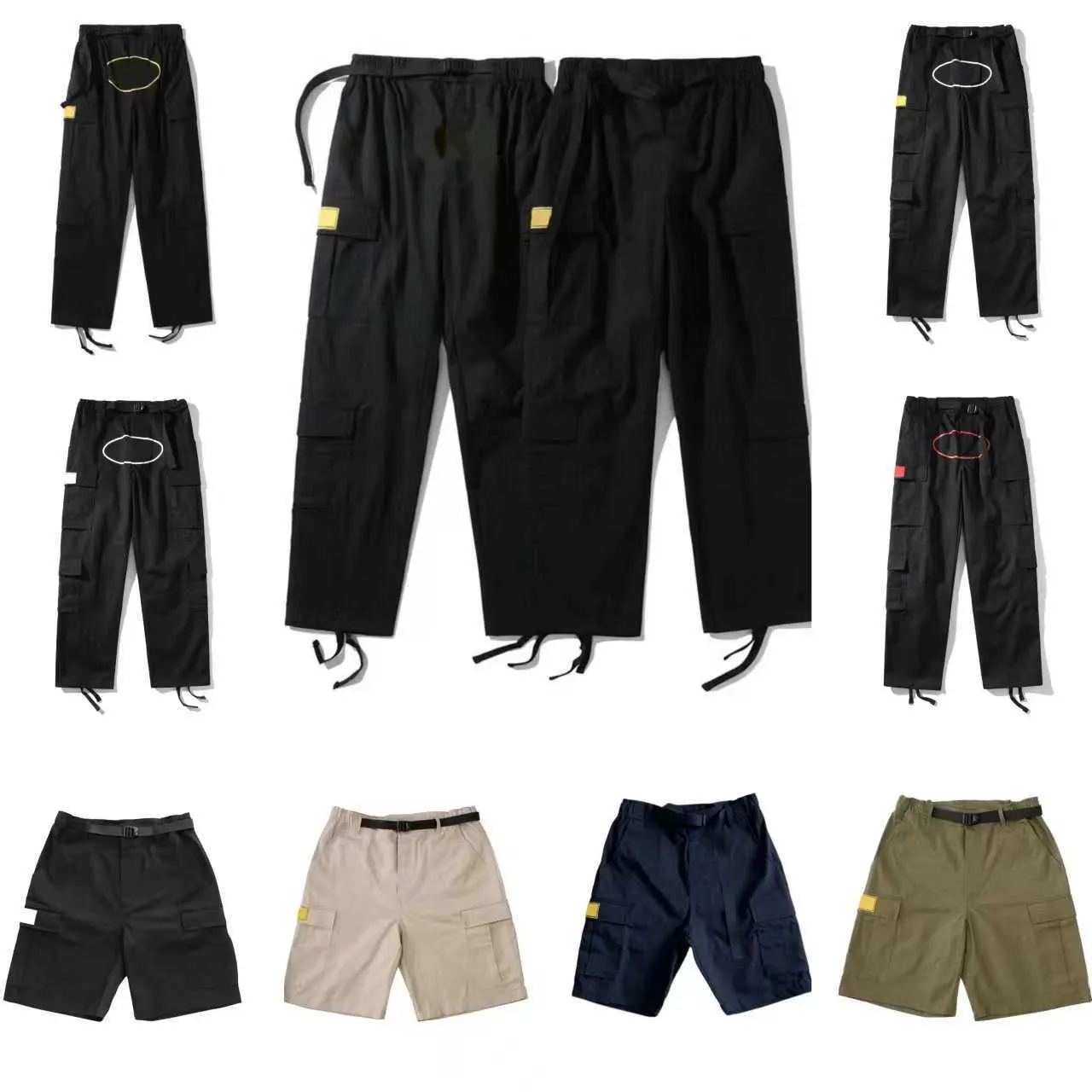 3Herrenhose Cargo Herren Streetwear Hip Hop Bedruckte Freizeithose Militär Retro Multi-Taschen Gerade Lose Overalls Knopfleiste Paar Trainingshose mit geradem Bein