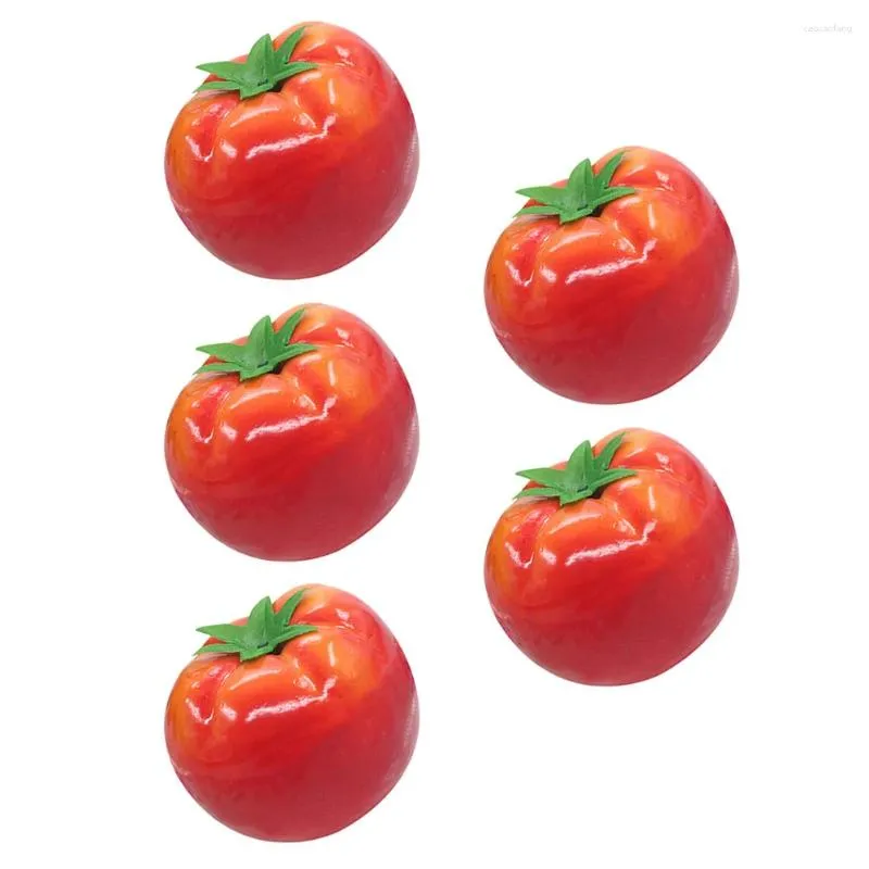 Décoration de fête 5 pièces imitation tomate faux fruits petit accessoire modèle simulé plante artificielle mousse de cuisine statue nourriture tomates accessoires