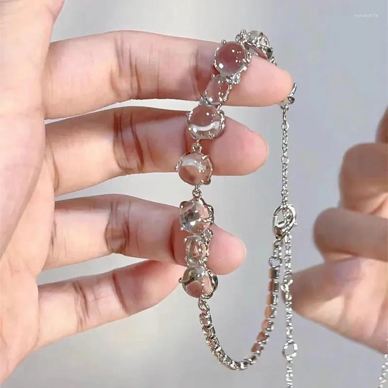 Charme pulseiras cristal prata cor pulseira para mulheres personalidade moda transparente grânulo zircon namorada presente festa jóias