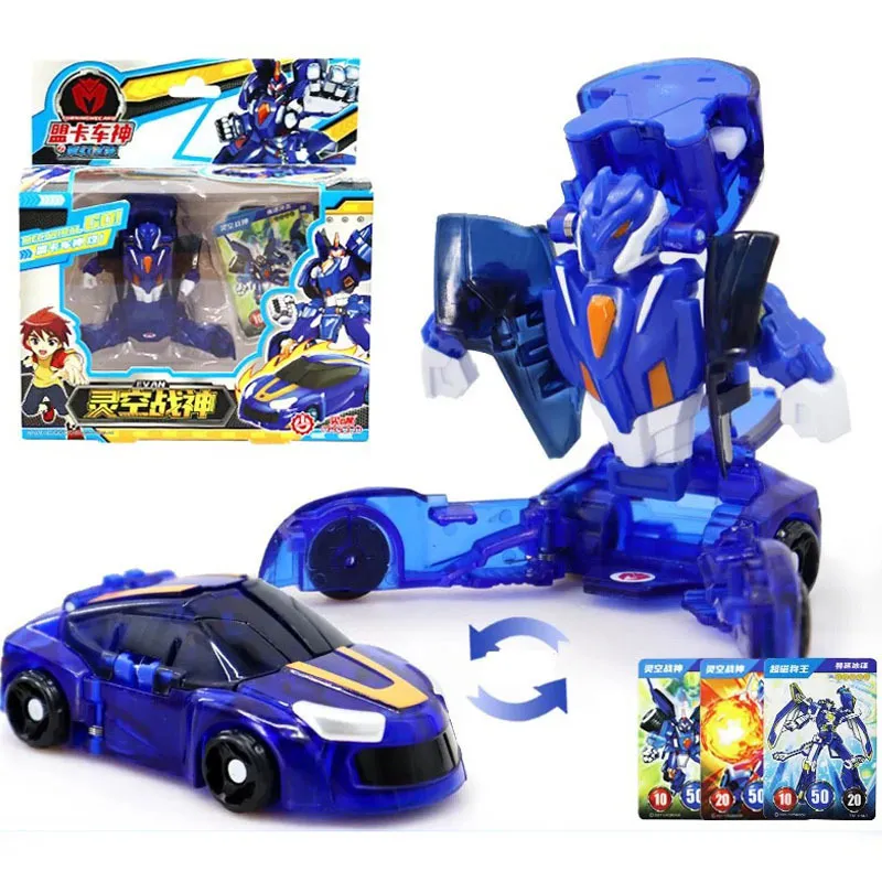 Action Toy Figures Korean Anime Turning Mecard VENOSA Blue Transformable Robot Car Figure card W250213