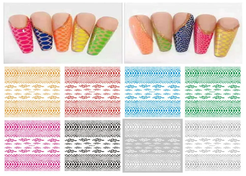 Nail Art Snake Decals Stickers Gold Silver Colorful Snakes Printed 3D Back Glue Nails Decal Sticker Self Adhesive Acrylic Tips Tool5457514