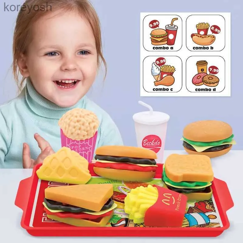 مطابخ تلعب الطعام Kids Kitch Kitchen Toys Fast Food Restaurant Hamburger مجموعة Pray Play Mini Kitchen Food Toy Toy Play Play House Gamesl231104