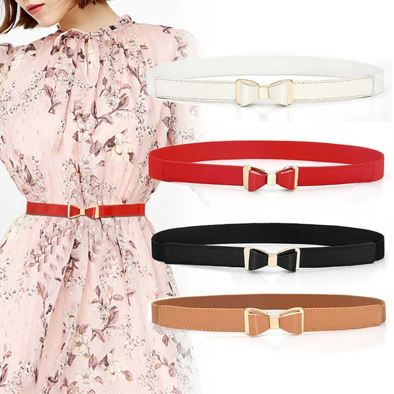 Bälten Kvinnor damer Elastic Bow Wide/Thin Stretch Wrap Buckle Midjeband Midjebälte Band Lamer Fashion Belt Belt Z0404