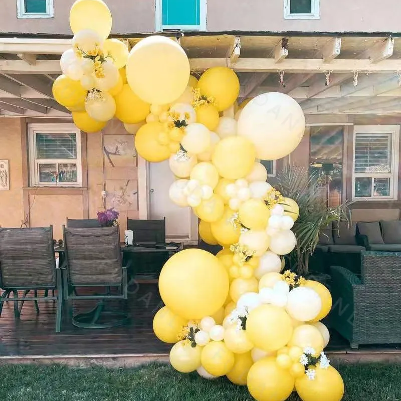 Outros suprimentos de festa de evento 87pcs limão branco amarelo látex conjunto de balões de casamento kit de arco de bebê kit de chá de bebê decoração de aniversário globos 230404