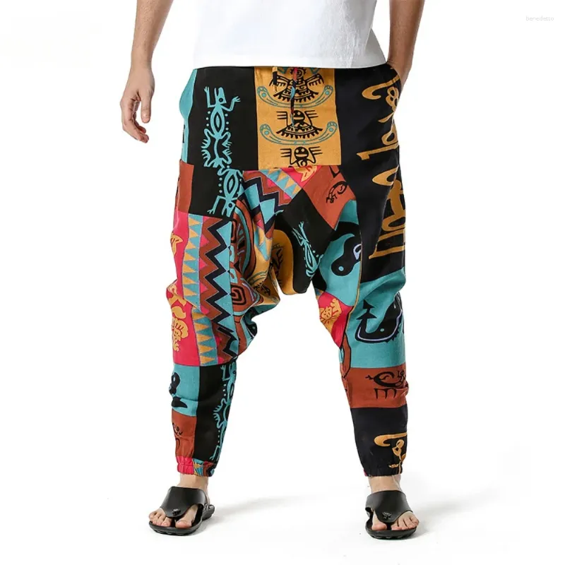 Herrbyxor 2023 män kvinnor casual överdimensionerade harun yogastane manlig etnisk stil lös mode bomull hängande crotch byxor