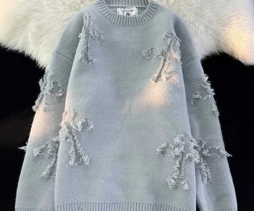 2024 осенне-зимний винтажный свитер больших размеров для женщин Y2K, новый уличный пуловер в стиле поп, свитер унисекс в стиле Харадзюку, повседневный свободный свитер